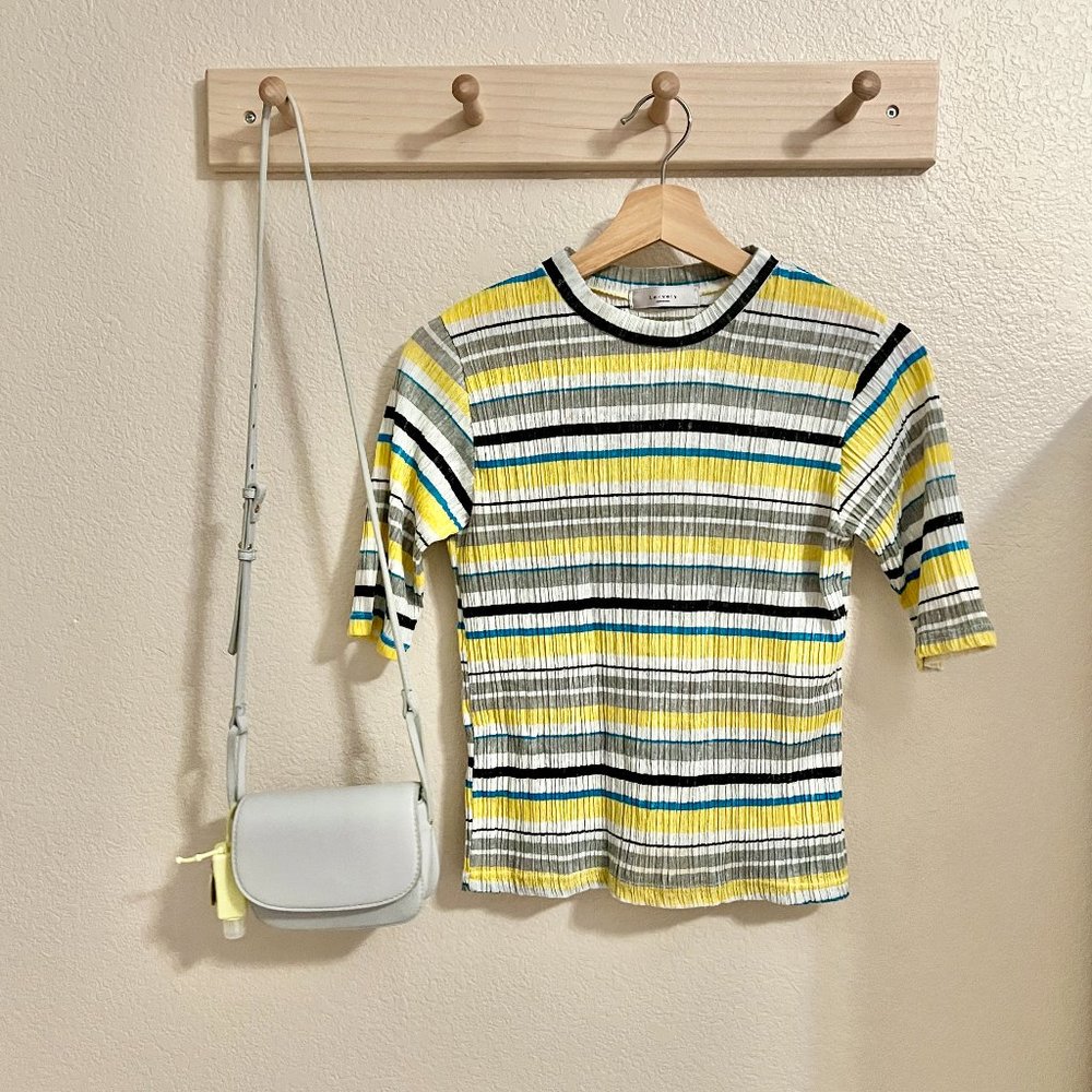 KOREAN BRAND DAHONG SHORT SLEEVE LINEN BLEND STRIPE SHIRT